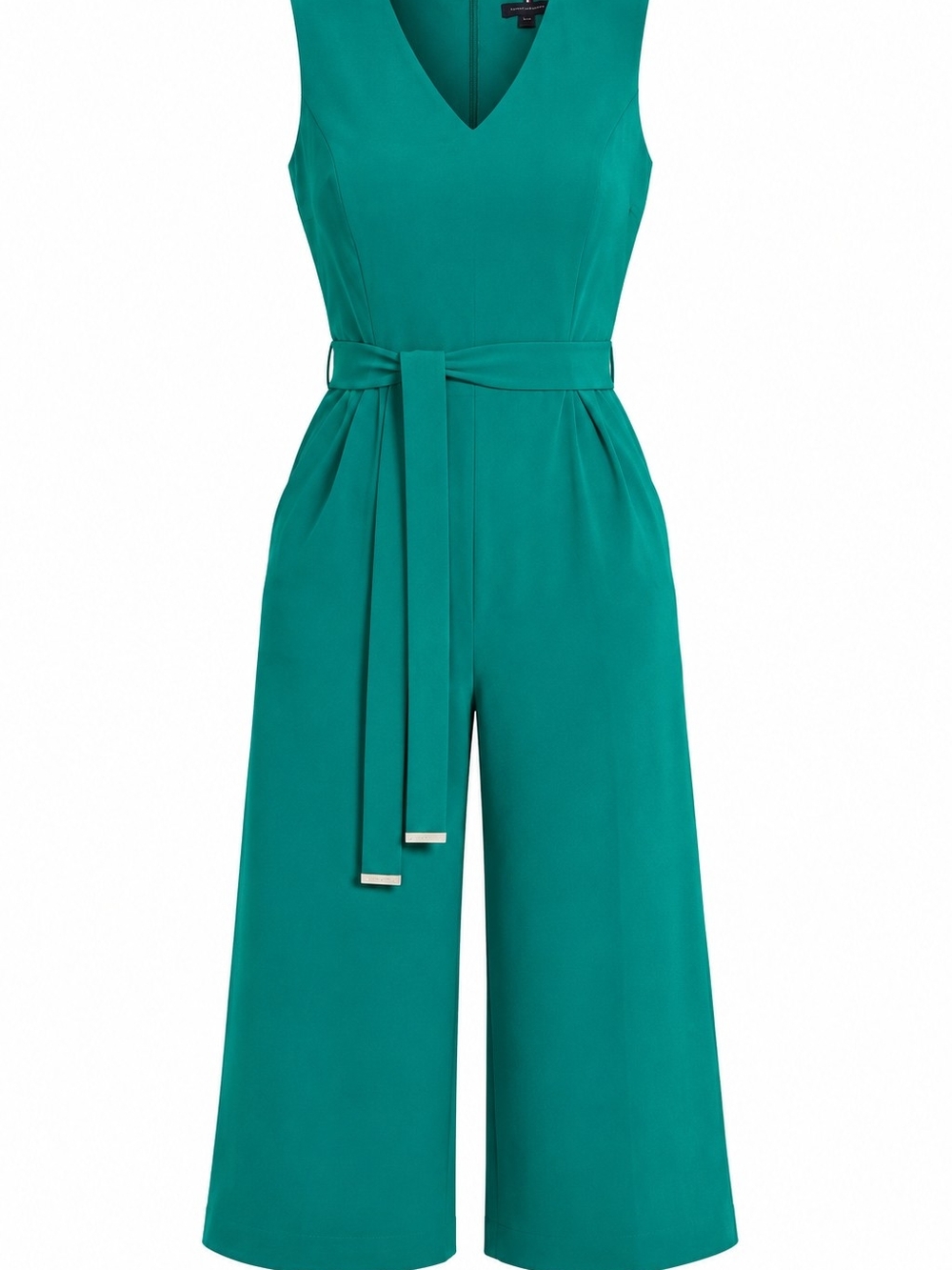Tommy Hilfiger Carpri V-Neck Teal Wide-Leg Jumpsuit with  Belt